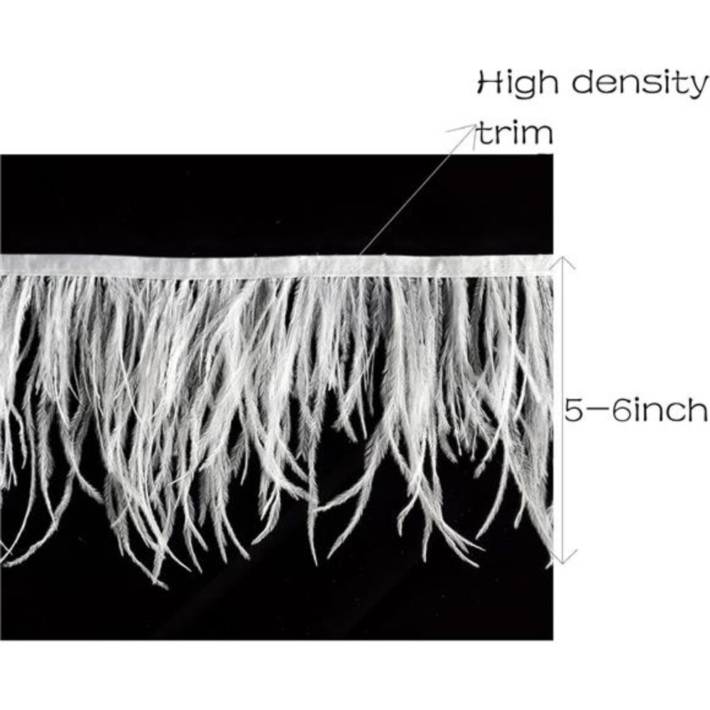 Happy feather 2 Yards 5-6inch White Ostrich Feathers Trim Fringe - Picture 3 of 16